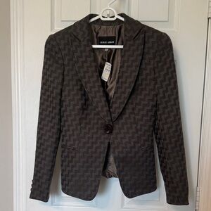 Giorgio Armani Women's Dark Brown Chevron Single-Button Blazer